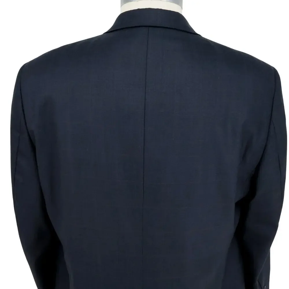 Hart Schaffner Marx Sport Coat Mens 46R Blue Plaid Wool Jacket Lined Career - Picture 10 of 16